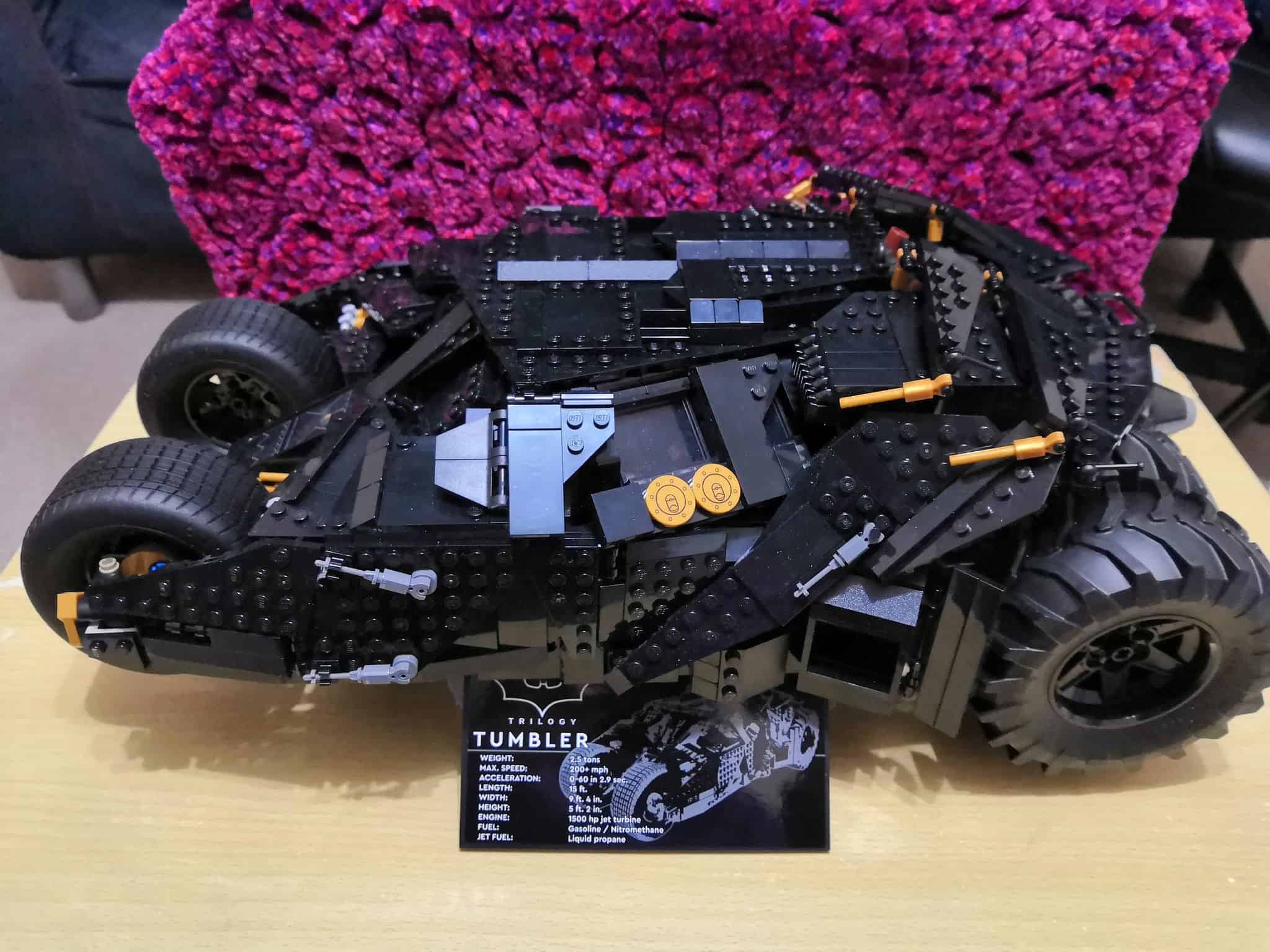 Lego Batmobile Tumbler with plaque