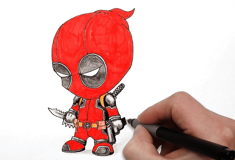 Step-by-step Guide for Drawing Chibi Deadpool