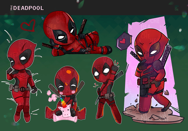 chibi deadpool drawing